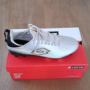 Lotto Kids' Roma 500 FG Soccer Cleats - Color: Silver/Gold - Size: Kids 4.5
